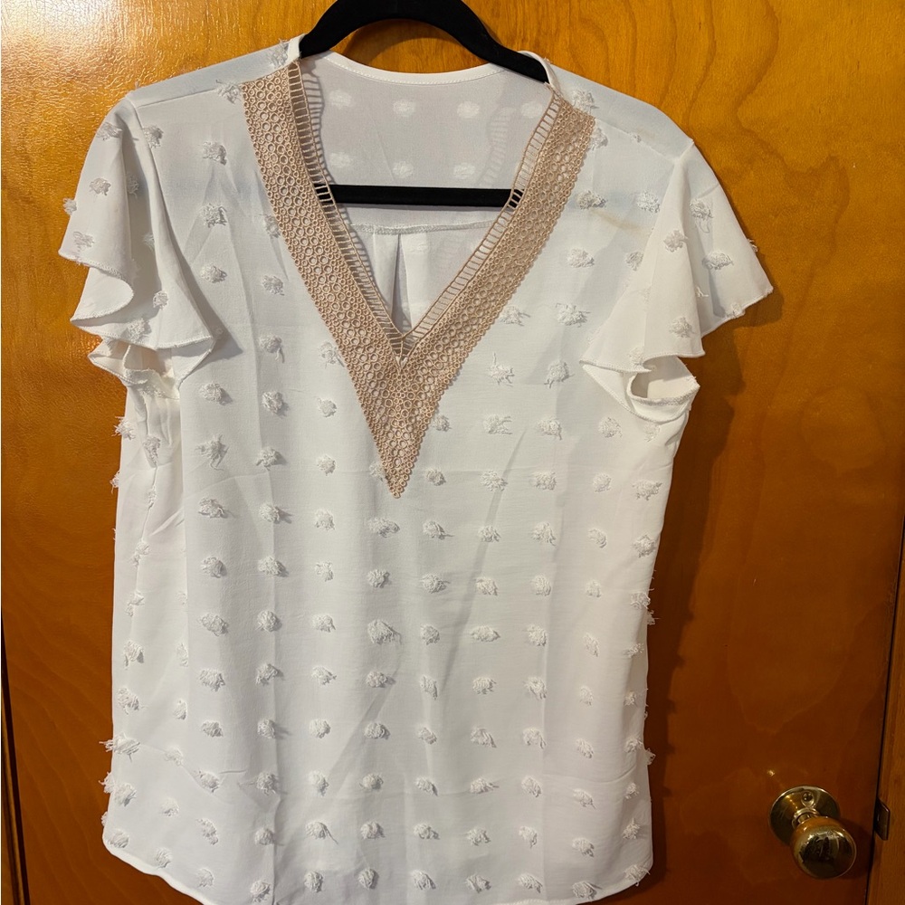 Elegant White V-Neck Women's Top